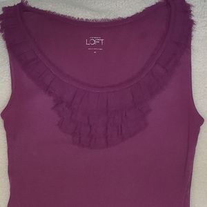 ANN TAYLOR LOFT ruffle neckline top
